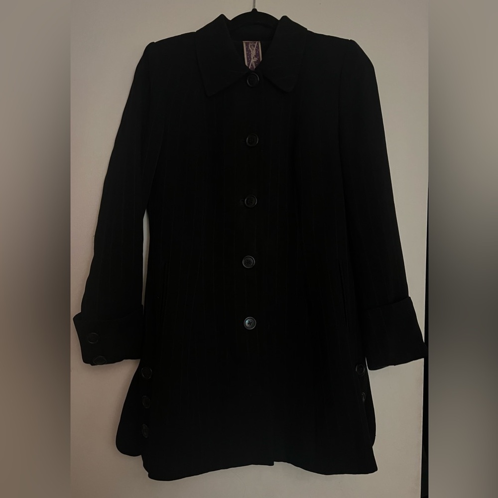Zelda Jacket—3/4 length—SIZE 6; Black w/Stripes